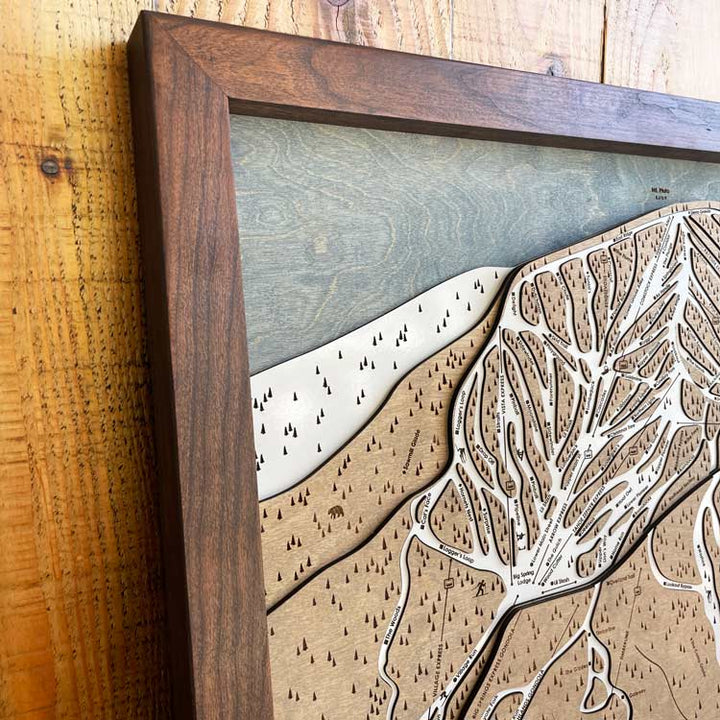 Handcrafted Wooded Ski Trail Maps by Torched Peaks 