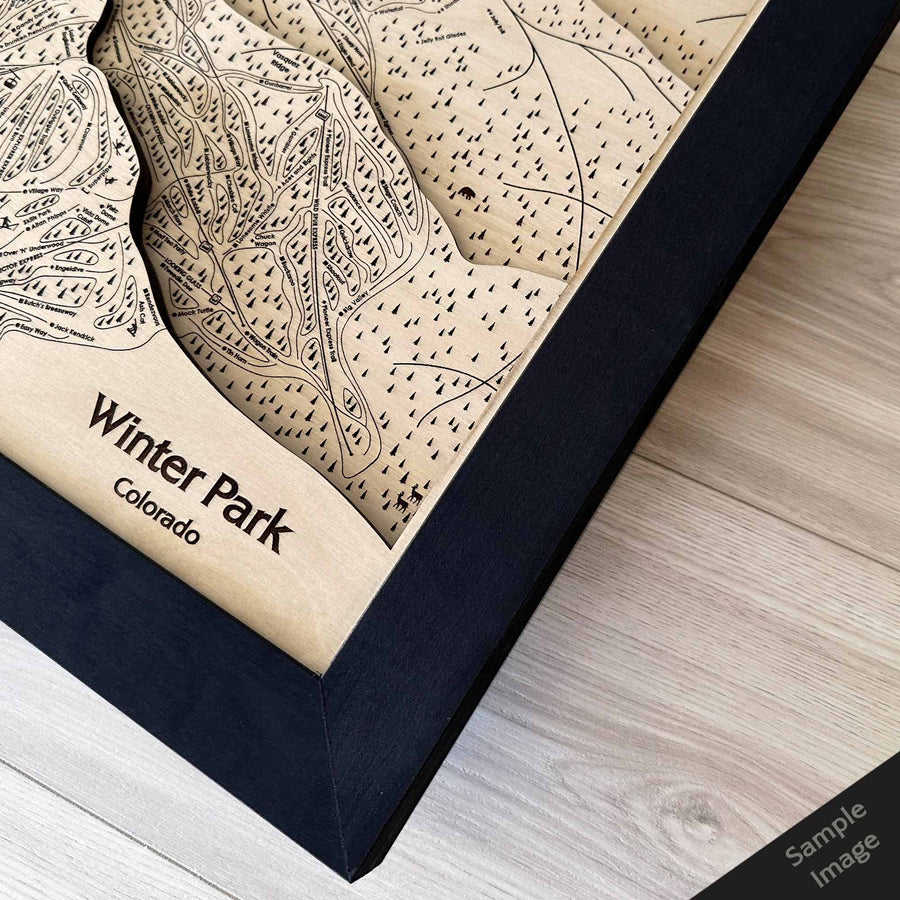 Torched Peaks | Ski Slope Mountain Art Laser Engraved Maps