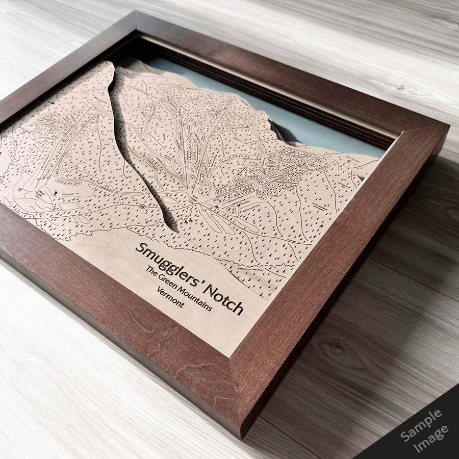 Torched Peaks | 3D Handcrafted Ski Trail Map Art
