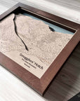 Torched Peaks | 3D Handcrafted Ski Trail Map Art