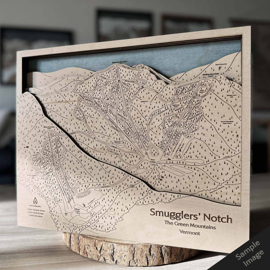 Torched Peaks | 3D Handcrafted Ski Trail Map Art