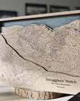 Torched Peaks | 3D Handcrafted Ski Trail Map Art