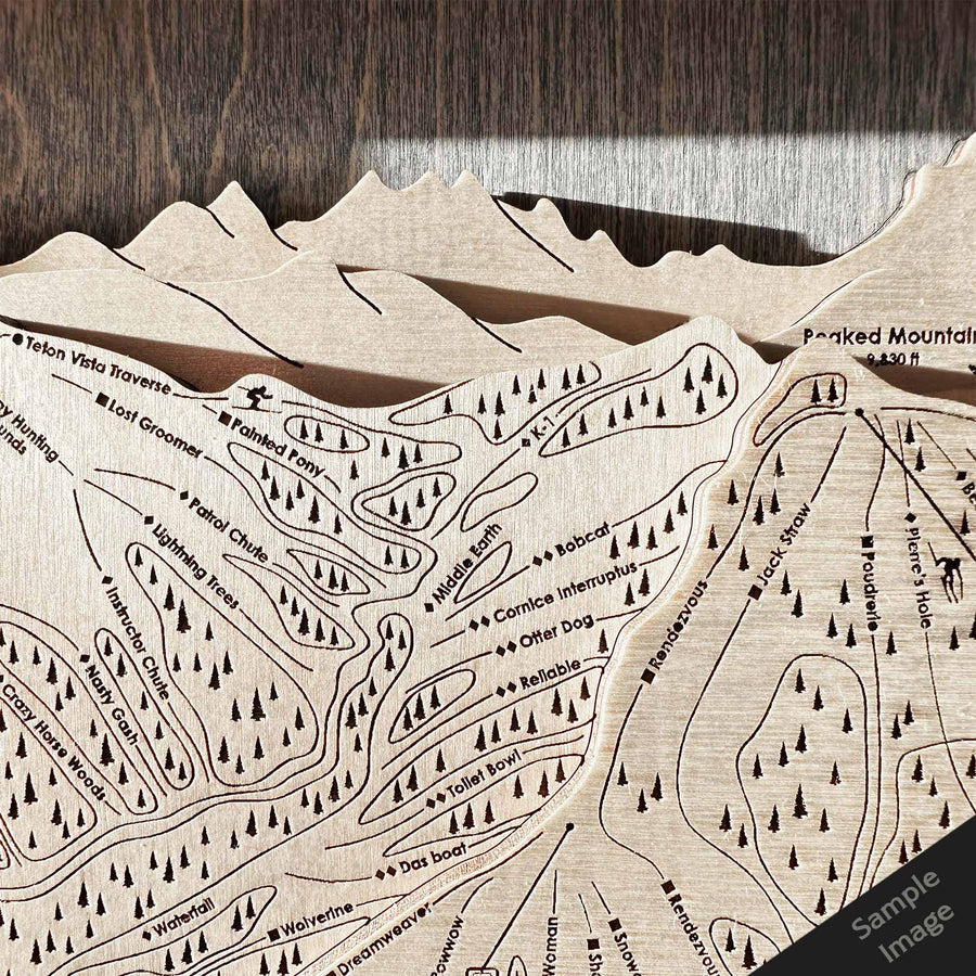 Torched Peaks | Ski Slope Mountain Art Laser Engraved Maps