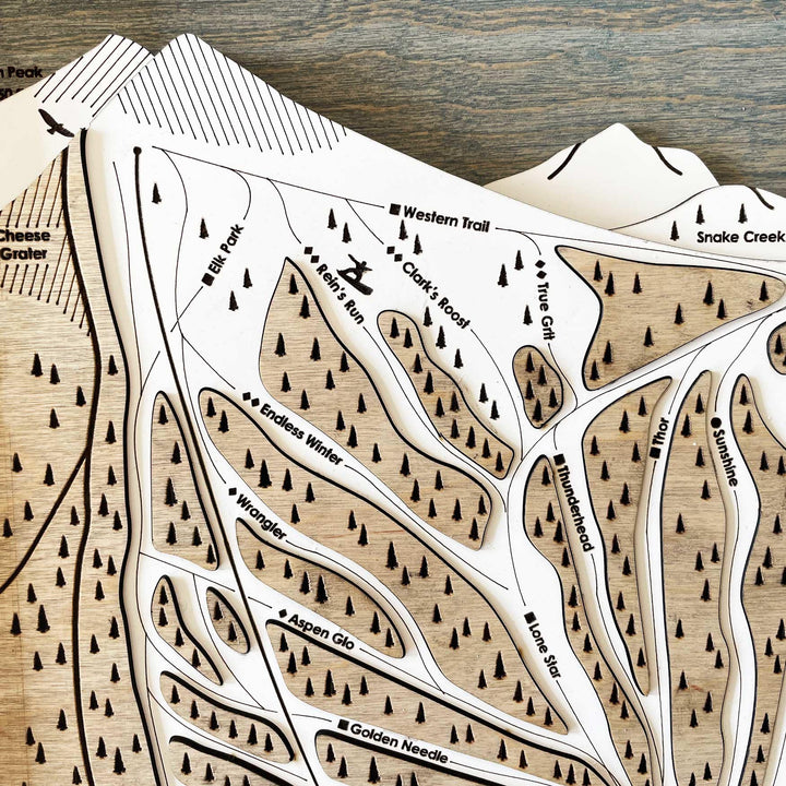 Intricate, handcrafted ski resort art by Torched Peaks. Designed in Lake Tahoe, made in the USA. 