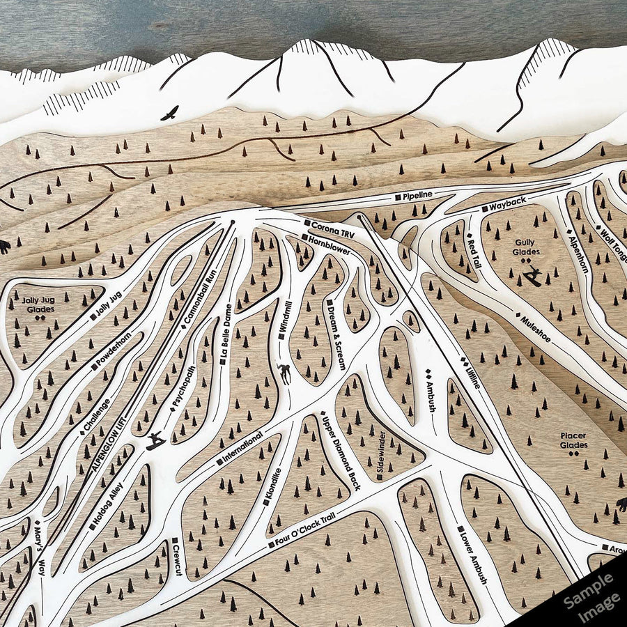 Torched Peaks Laser Engraved Ski Trail Maps