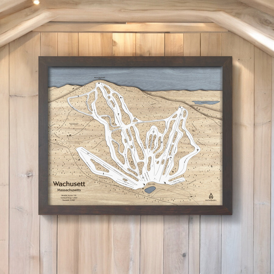 Wachusett Mountain Ski Resort Art, Ski Cabin Decor, Framed Wall Art