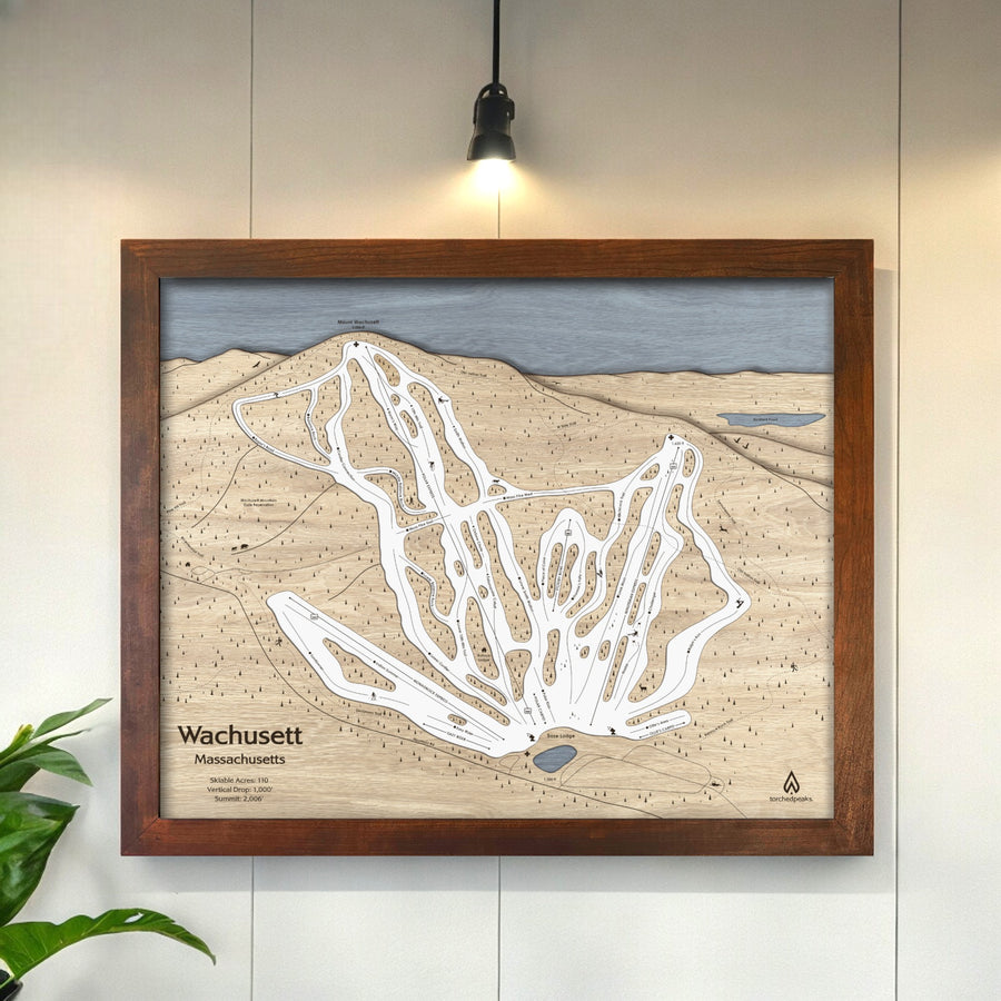 Wachusett Mountain Ski Slope Map, Massachusetts, Gifts for Skiers, Snowboarders