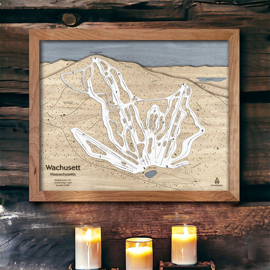 Wachusett Ski Area Map, Layered Ski Slope Map by Torched Peaks