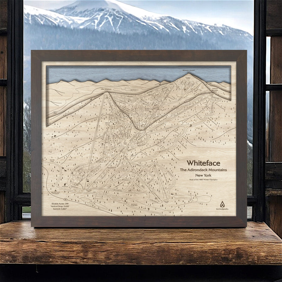 Whiteface Ski Map, 3D Wood Ski Resort Art