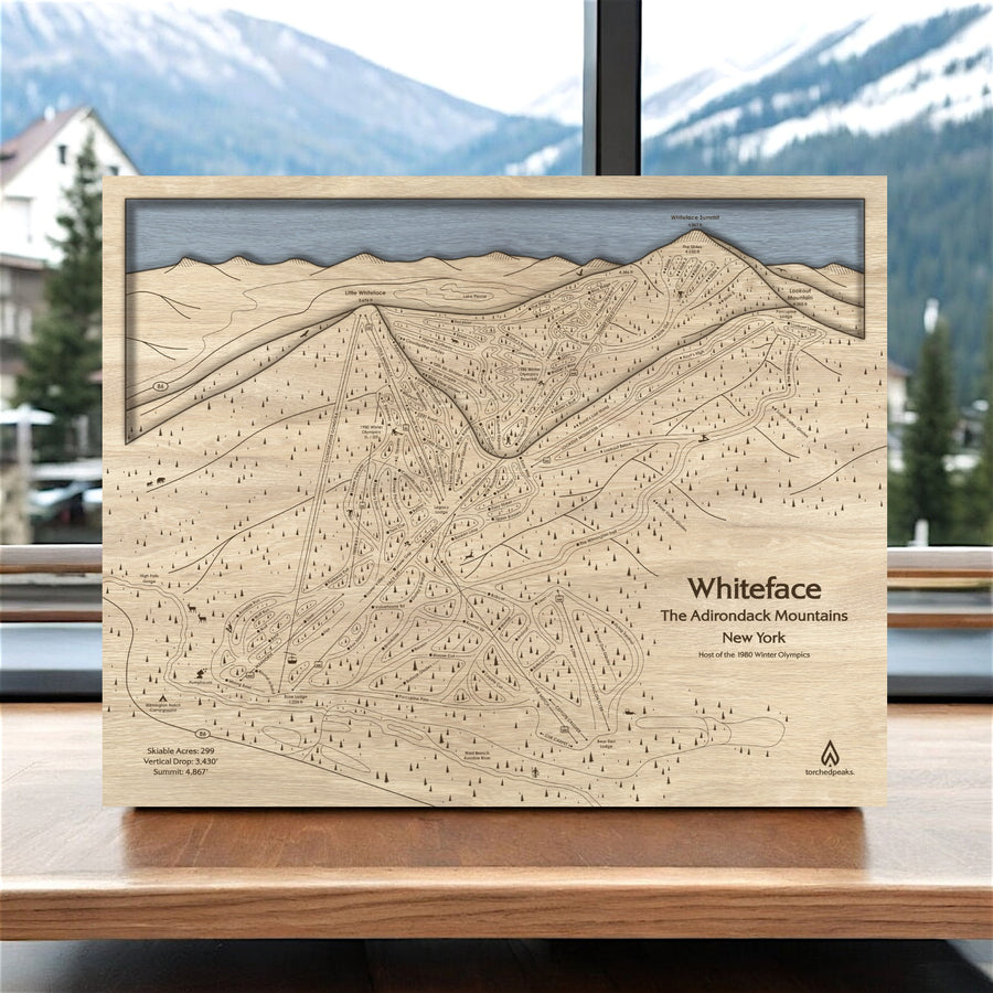 Whiteface Mountain Wall Map, Skiing Artwork