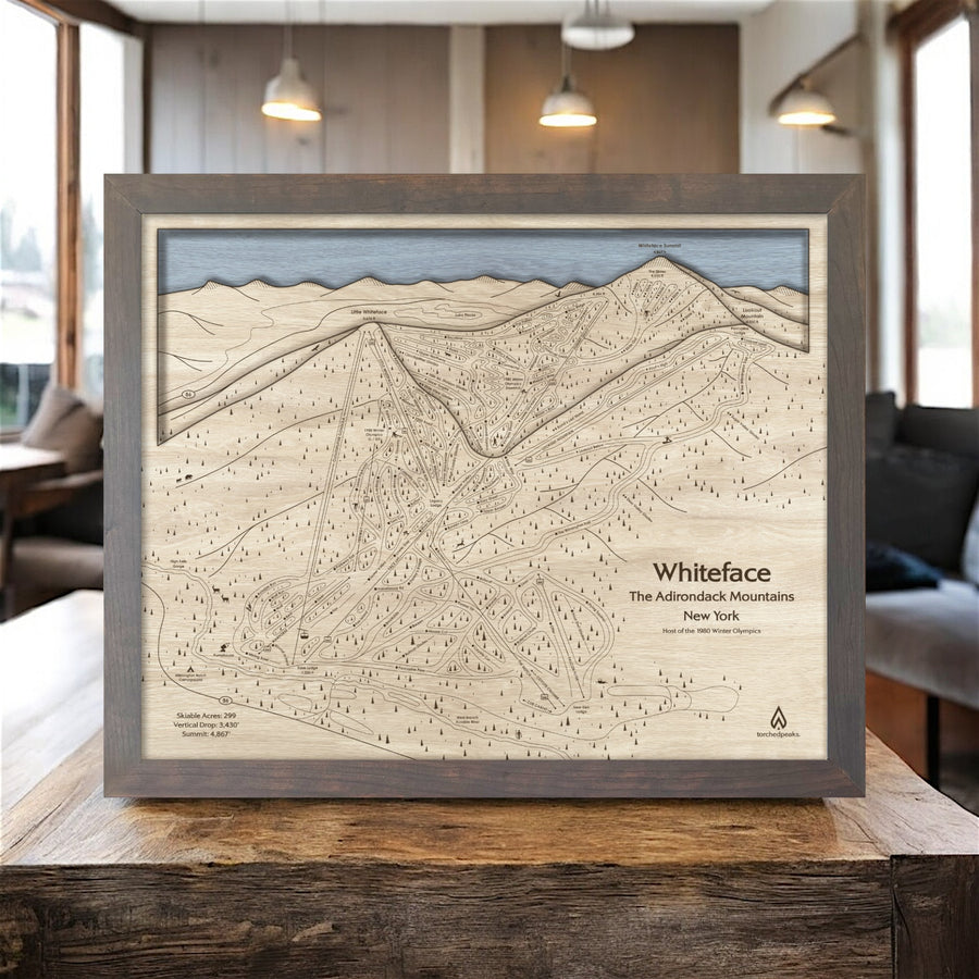 Whiteface Mountain Ski Resort Trail Map, Framed Skiing Wall Art