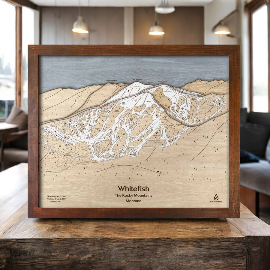 Whitefish MT Ski Resort Map, Gifts for Skiers, Ski Cabin Interior Design