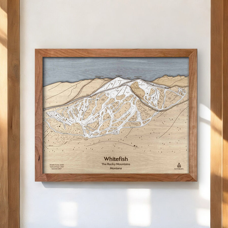 Whitefish, Montana Wood Ski Trail Map | Handcrafted Ski Wall Art